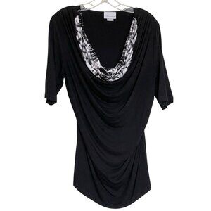 Soft Surrounding Blouse Top‎ Shirt Womens Size Medium M Black Tie Dye Cowl Neck